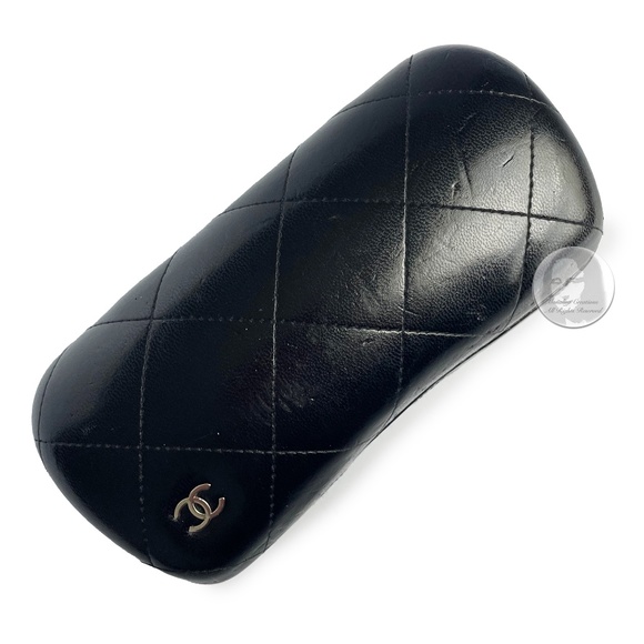 Chanel Eye Glass Case Black Matelasse Quilted Silver CC Logo Needs Repair - Picture 2 of 10